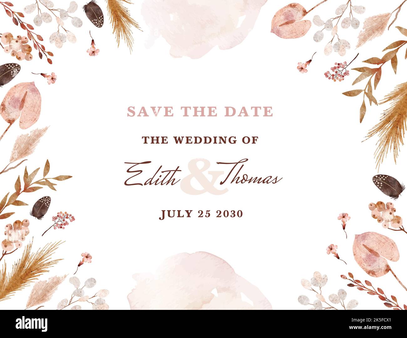 watercolor boho foto matrimonio disegno vettoriale illustrazione Illustrazione Vettoriale