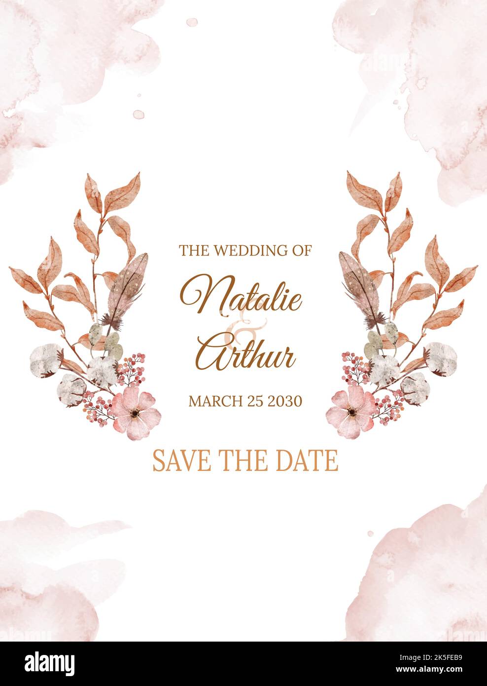 watercolor boho foto matrimonio disegno vettoriale illustrazione Illustrazione Vettoriale