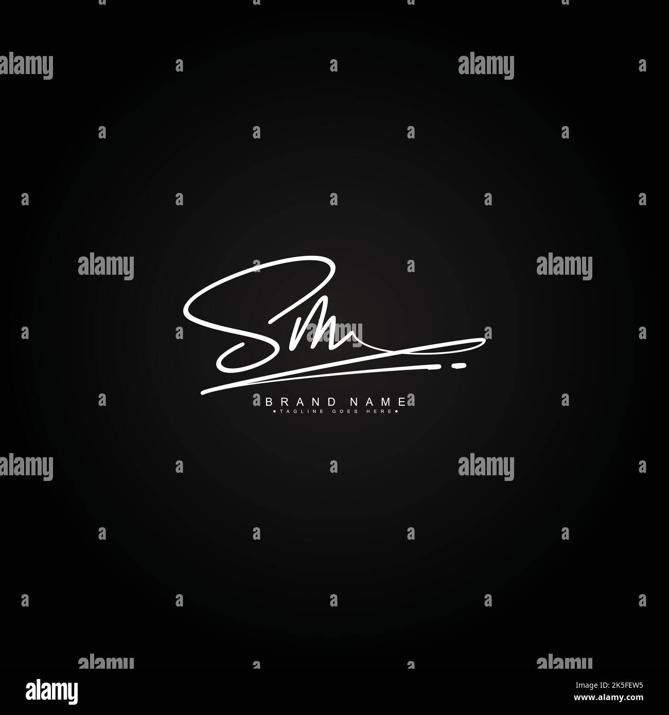 Lettera iniziale Logo SM - Logo firmato disegnato a mano - Logo monogramma firmato Illustrazione Vettoriale