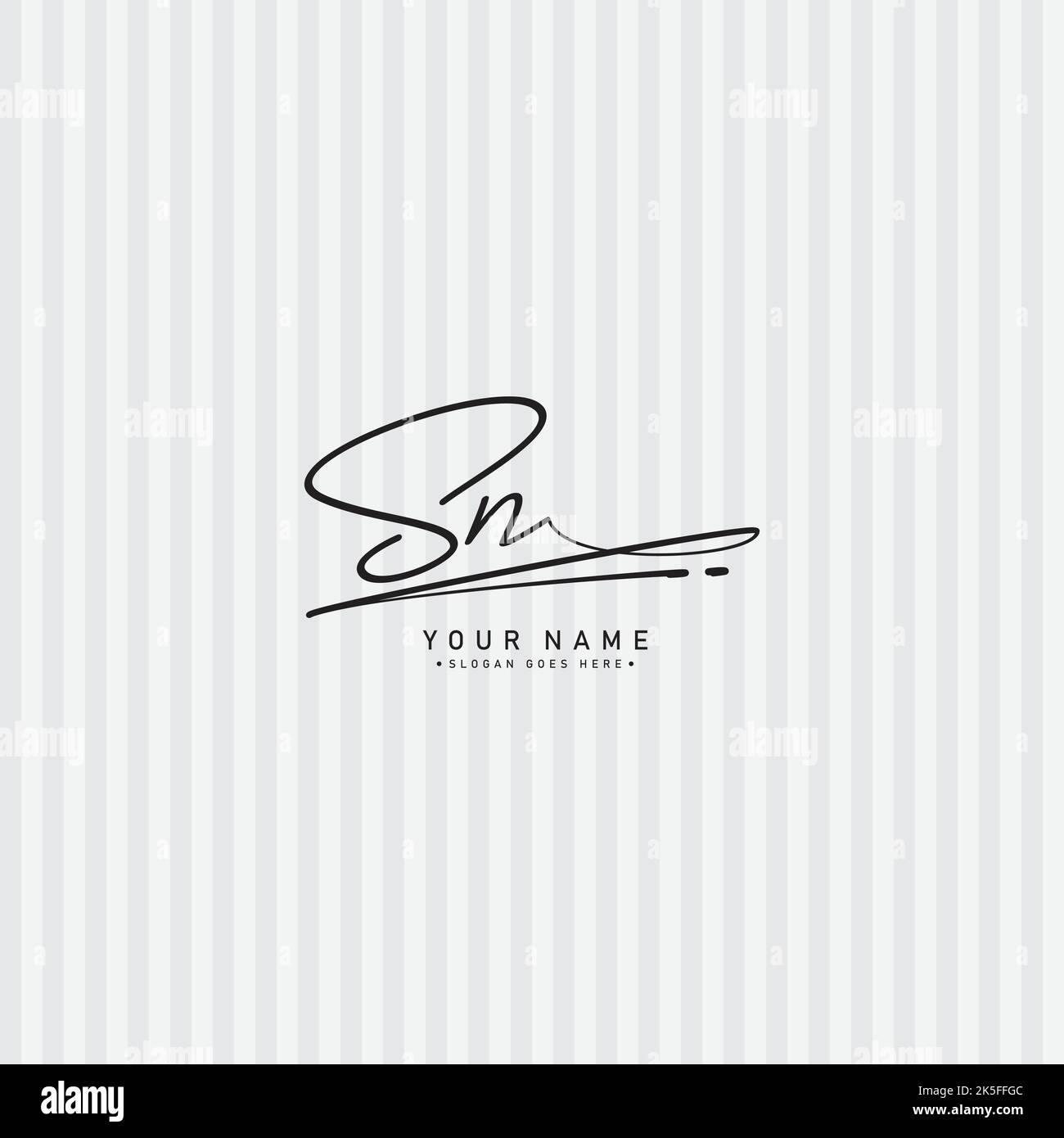 Lettera iniziale SN Logo, Logo firmato disegnato a mano - Logo monogramma firmato Illustrazione Vettoriale