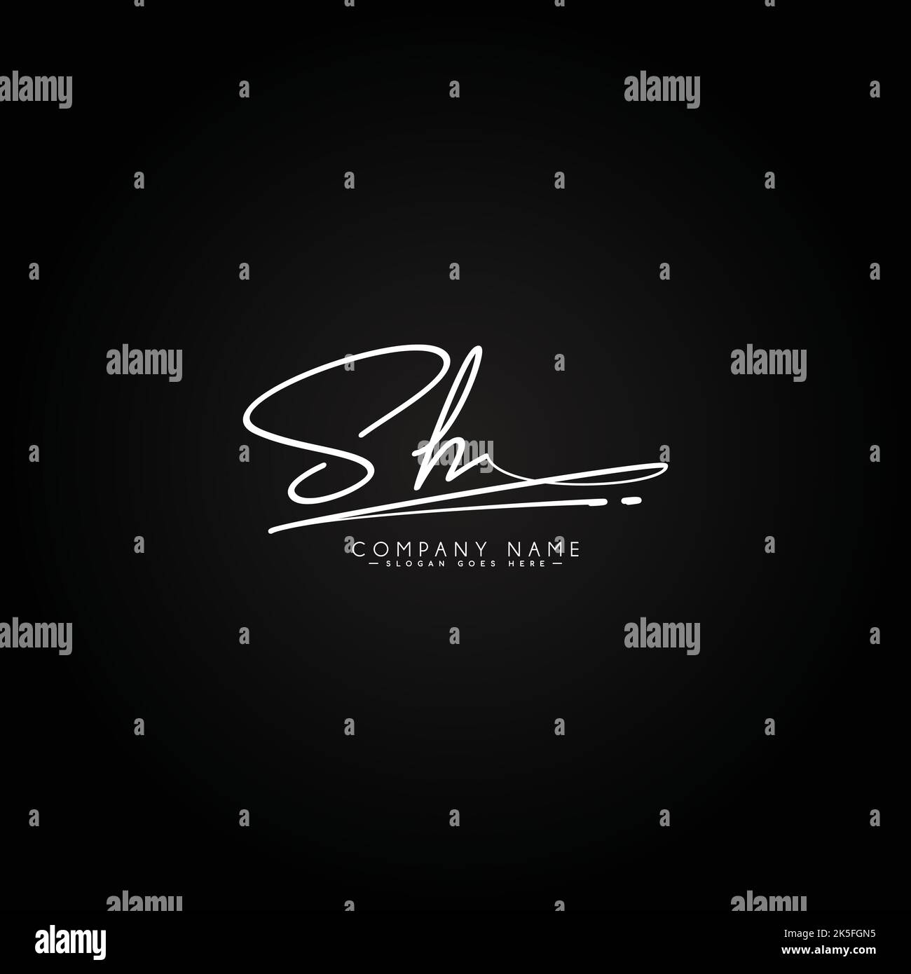 Lettera iniziale SH Logo - Logo di stile firmato a mano - Logo di monogramma firmato Illustrazione Vettoriale
