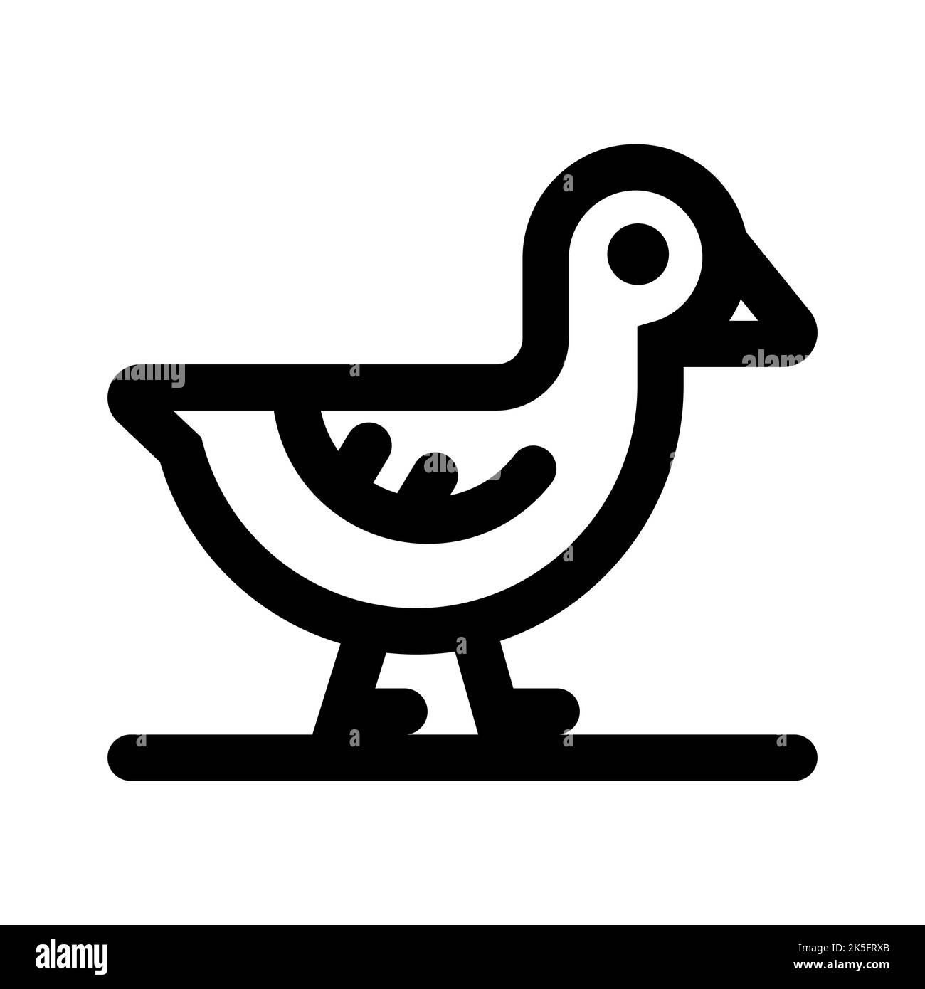icona nera di un'oca che cammina sulle sue zampe. disegno vettoriale piatto. Illustrazione Vettoriale