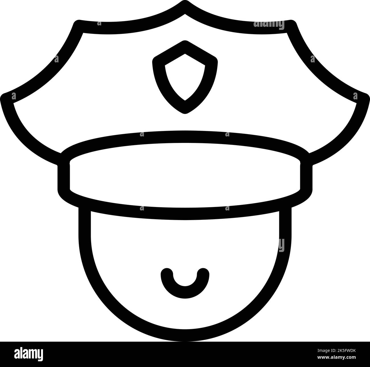 Icona di un agente di polizia vettore di contorno. Sicurezza dei poliziotti. Uomo di città Illustrazione Vettoriale