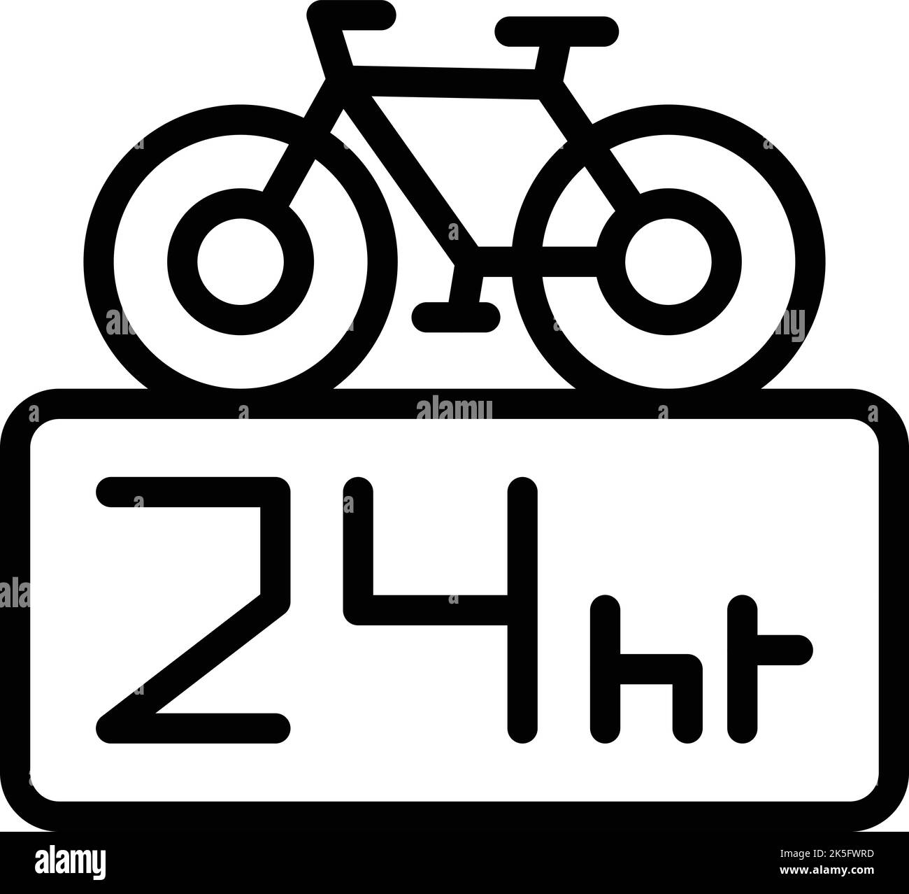24 ore di noleggio bici icona contorno vettore. App pubblica. Condividi il trasporto Illustrazione Vettoriale