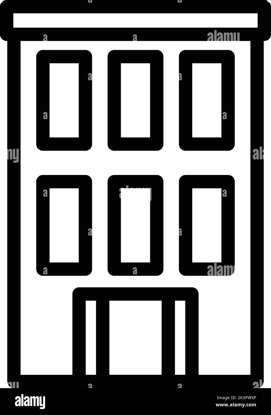 Vettore di contorno icona edificio scuola di sicurezza. Poliziotto ufficiale. Guardia di polizia Illustrazione Vettoriale