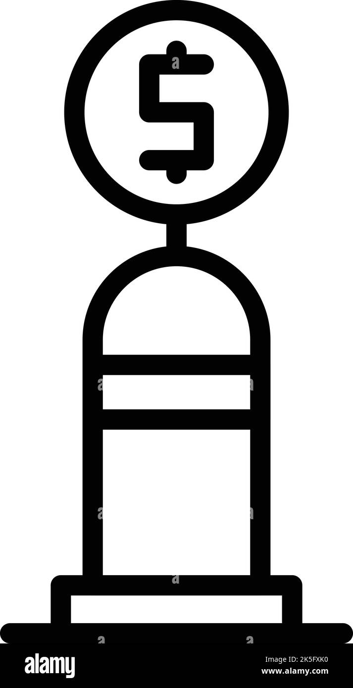 Icona di condivisione della bicicletta colonna vettore contorno. Ciclo app. Pubblico intelligente Illustrazione Vettoriale