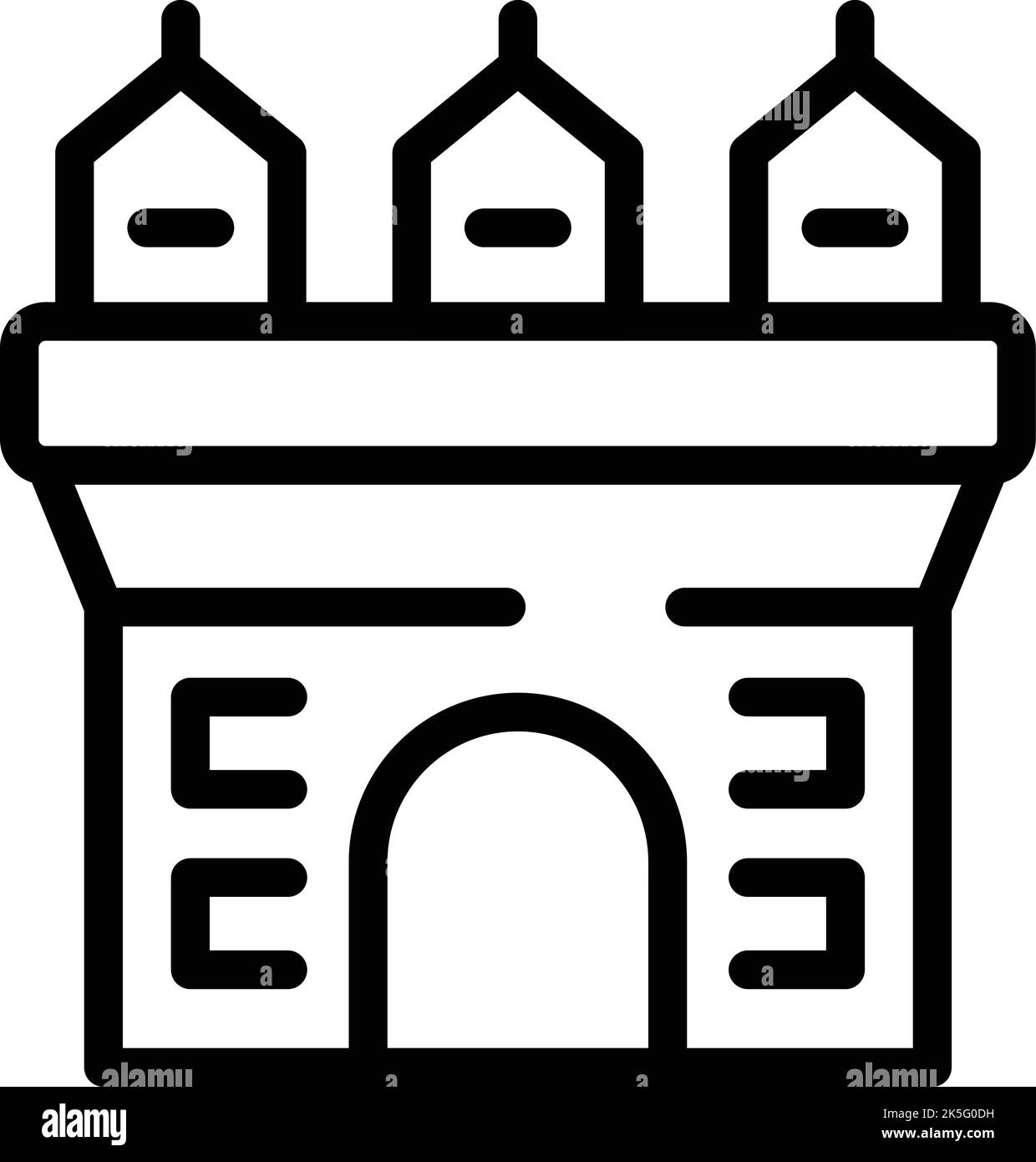 Cracovia arco torre icona contorno vettoriale. Mappa polacca. Polonia città Illustrazione Vettoriale