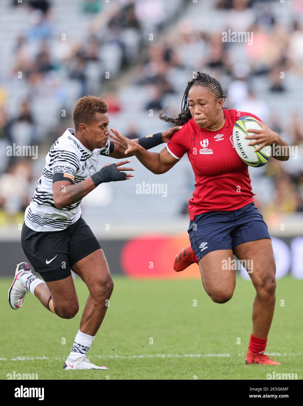 Sadia Kabeya d'Inghilterra durante la partita della Coppa del mondo di rugby femminile Inghilterra Donne contro donne delle Fiji all'Eden Park, Auckland, Nuova Zelanda, 8th ottobre 2022 (Photo by Natalie Bell/News Images). Foto Stock