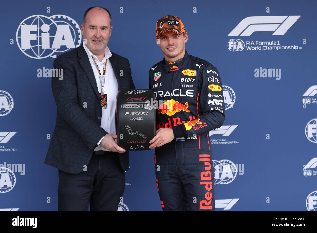 Suzuka, Giappone. 08th Ott 2022. 8th ottobre 2022; circuito di Suzuka, Ino, Città di Suzuka, Prefettura di mie, Giappone: FIA F1 Grand Prix del Giappone, giornata di qualificazione; Oracle Red Bull Racing, Max Verstappen prende la pole per la gara di domani Credit: Action Plus Sports Images/Alamy Live News Foto Stock