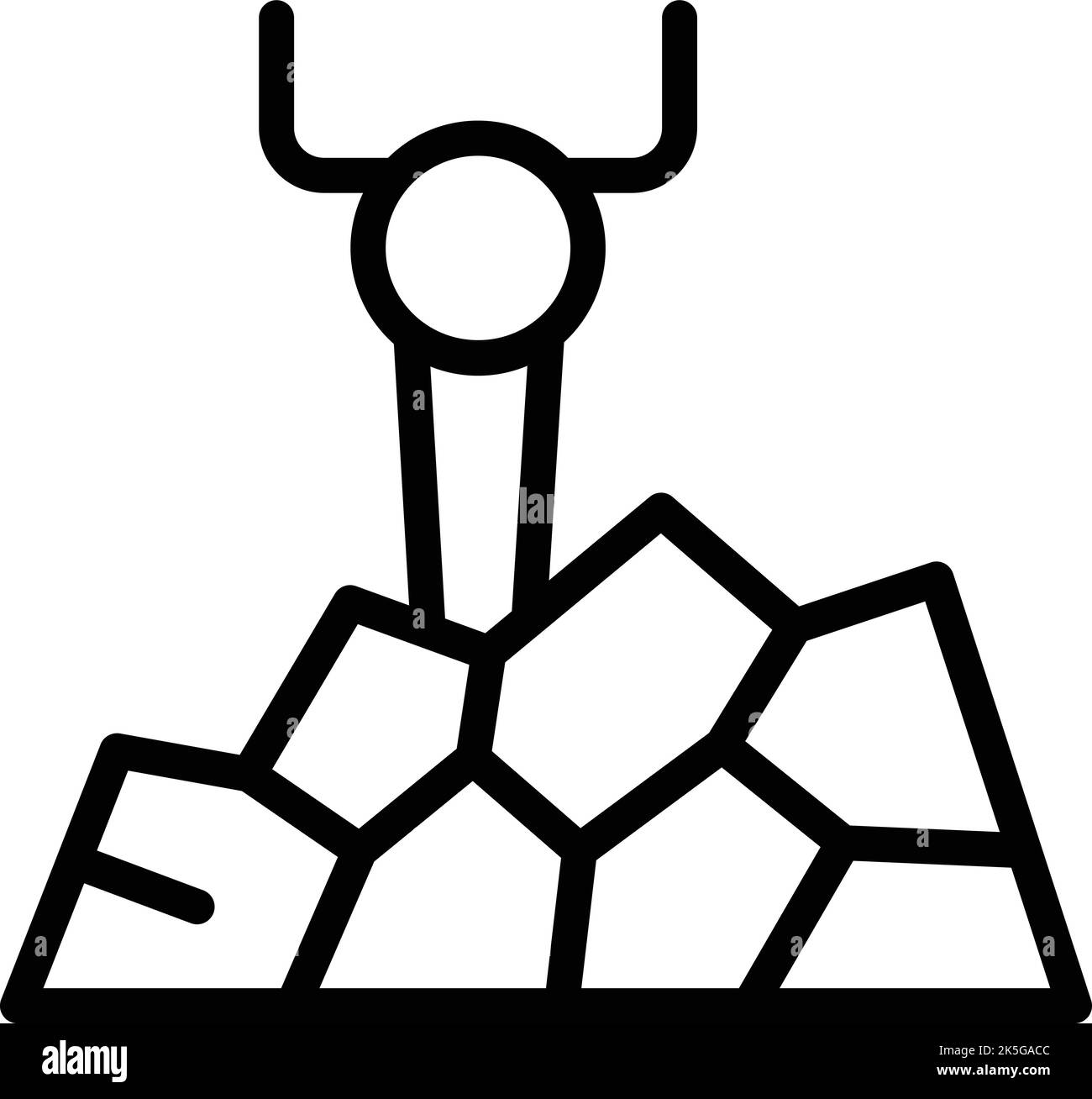 Vettore contorno icona perforazione miniera. Carrello oro. Gemma minatore Illustrazione Vettoriale