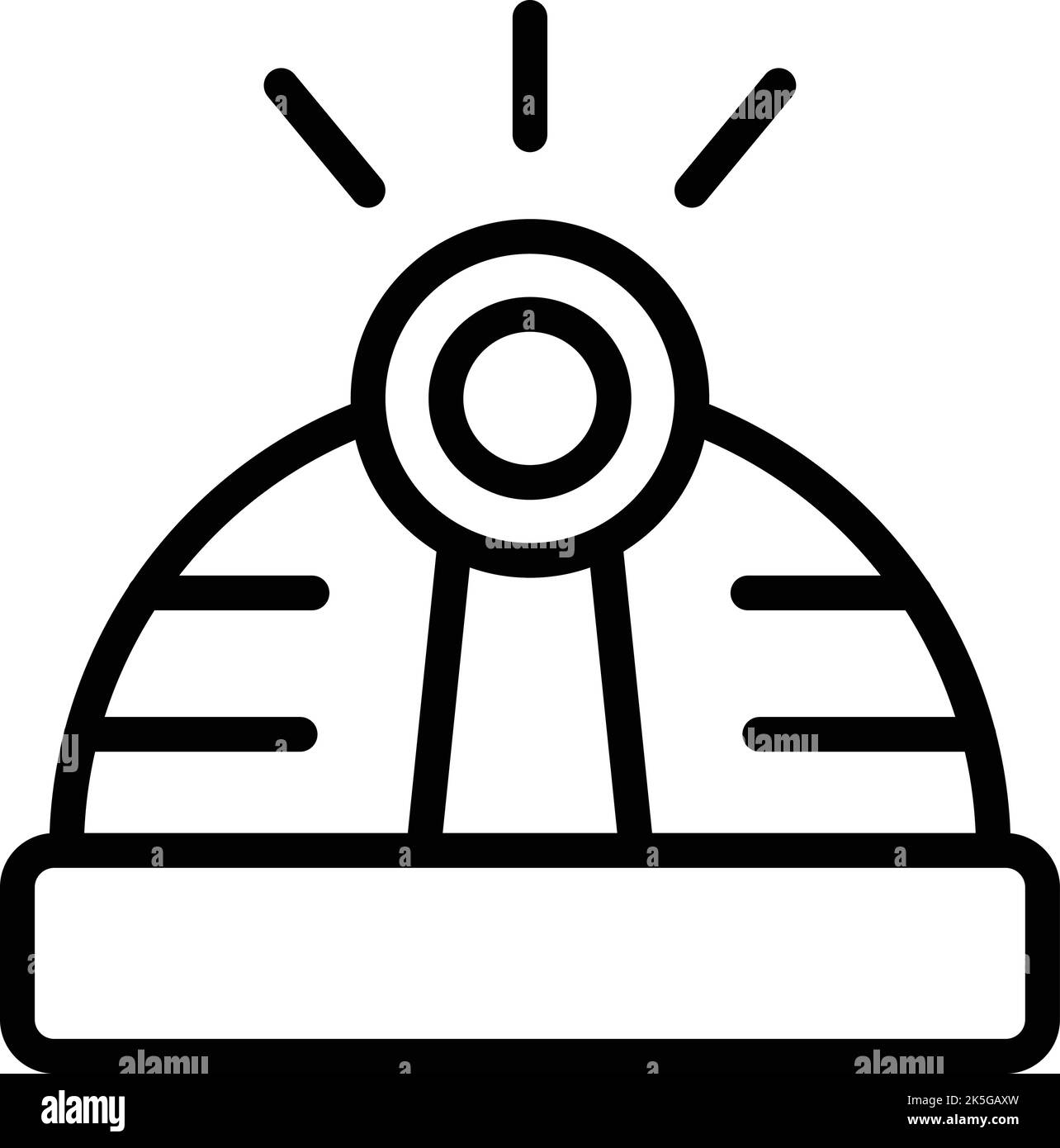 Icona elmetto leggero minatore vettore contorno. Roccia di carbone. Strumento tesoro Illustrazione Vettoriale