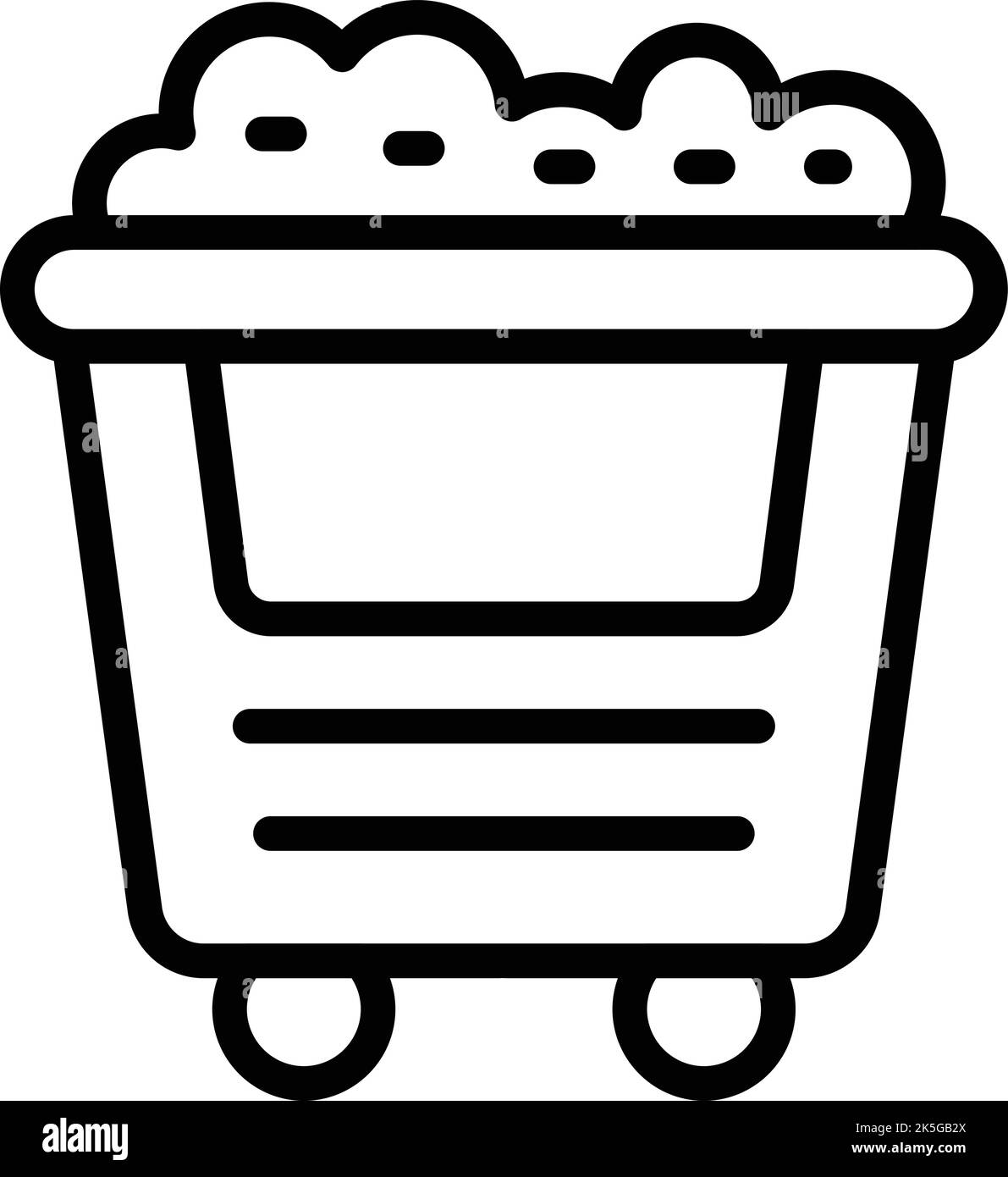 Vettore contorno icona carrello oro. Minatore rock. Tesoro di gemma Illustrazione Vettoriale