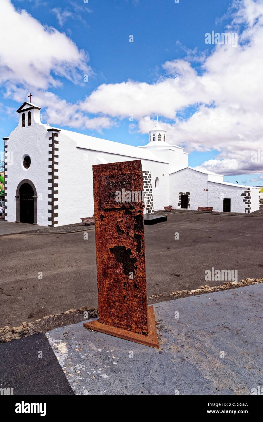 Chiesa cattolica Ermita de los Dolores a Mancha Blanca Lanzarote ospita il santuario di Dolores santo patrono dell'isola. Isola di Lanzarote, Isole Canarie Foto Stock