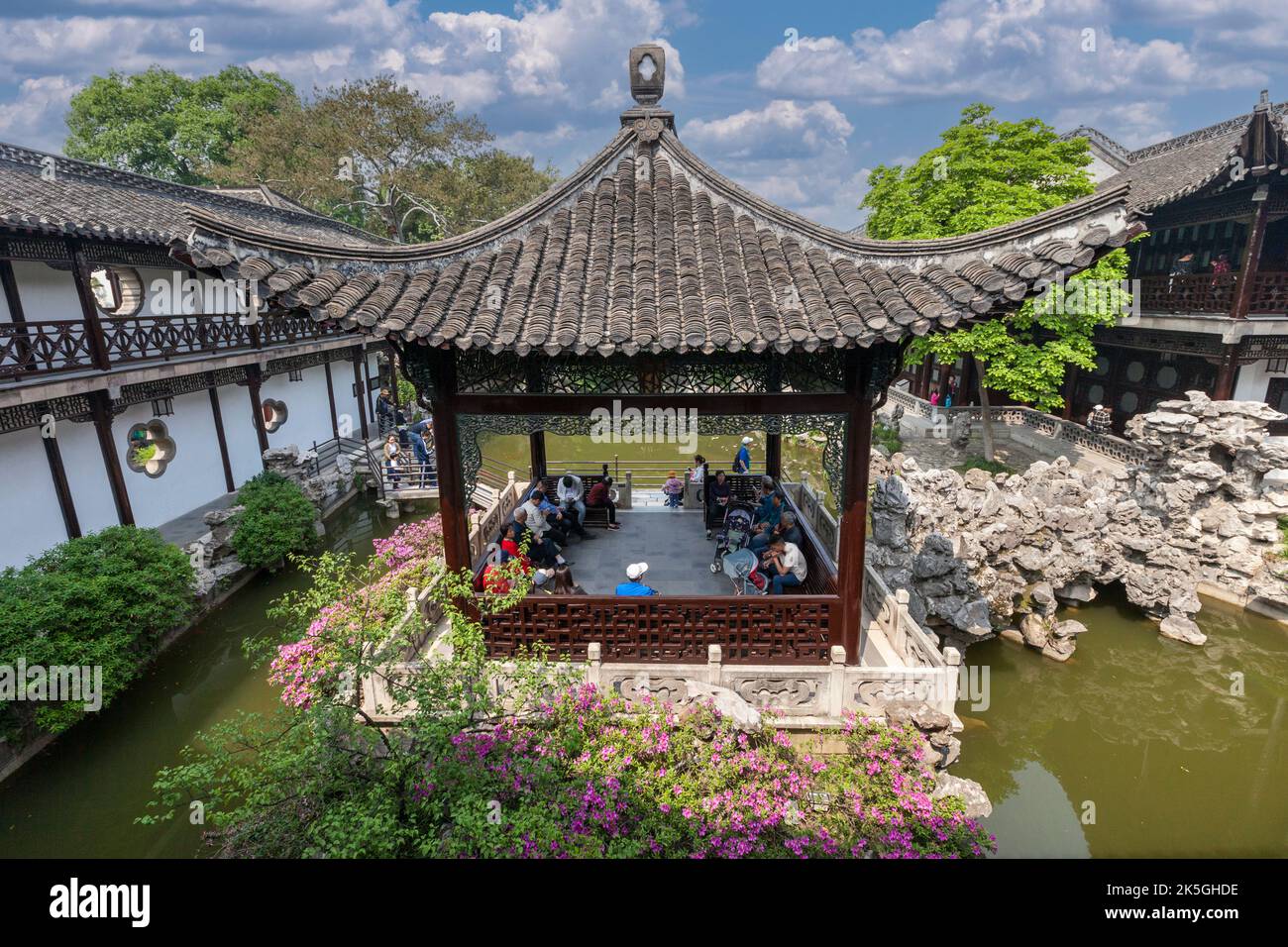 Yangzhou, Jiangsu, Cina. Ho Famiglia Casa e giardino, Shuixin Pavilion. Foto Stock
