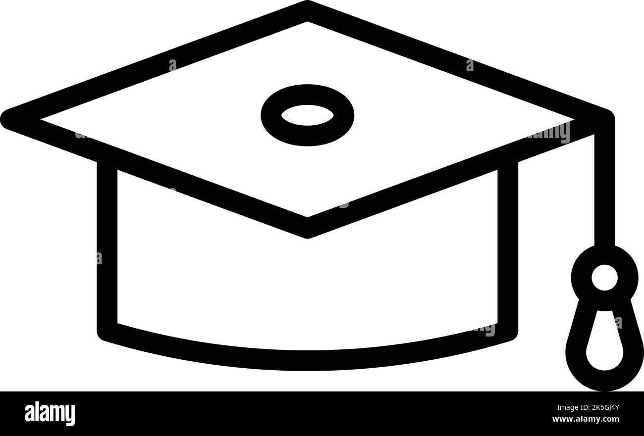 Simbolo del cappello di graduazione vettore di contorno. Polizia di sicurezza. Strada ufficiale Illustrazione Vettoriale