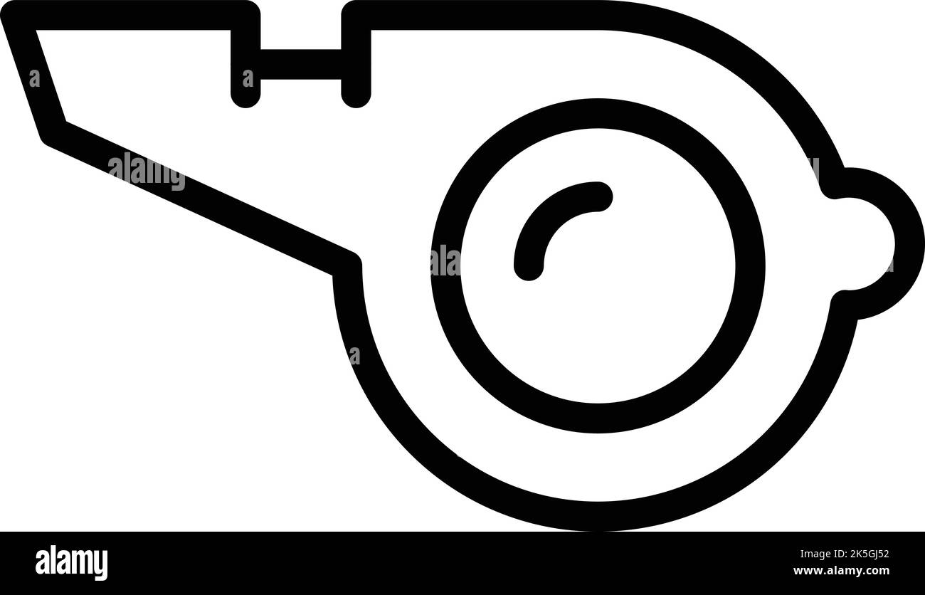 Icona fischio della polizia vettore di contorno. Scuola di sicurezza. Ufficiale COP Illustrazione Vettoriale