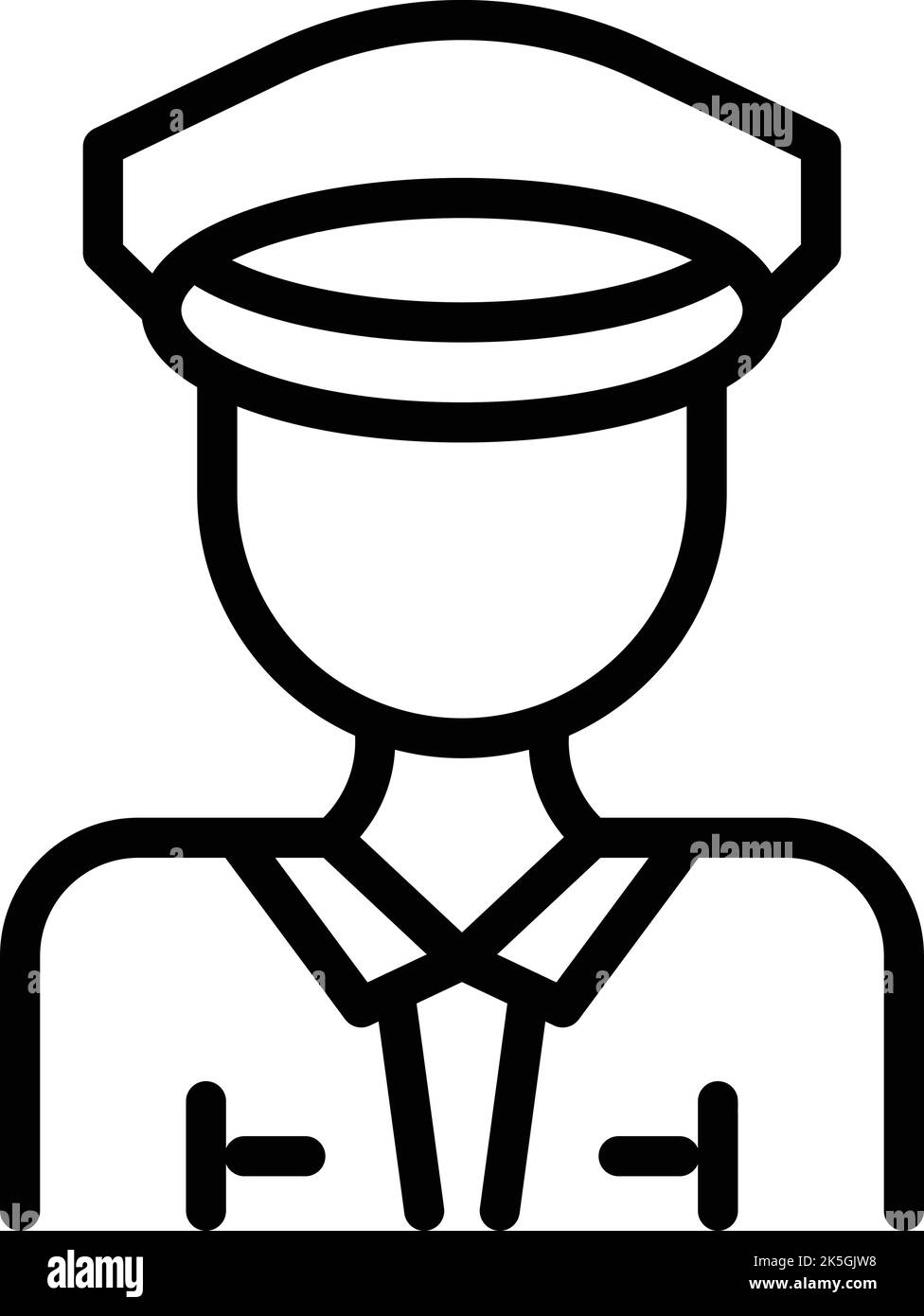 Icona ufficiale di guardia vettore di contorno. Scuola di sicurezza. Poliziotto Illustrazione Vettoriale