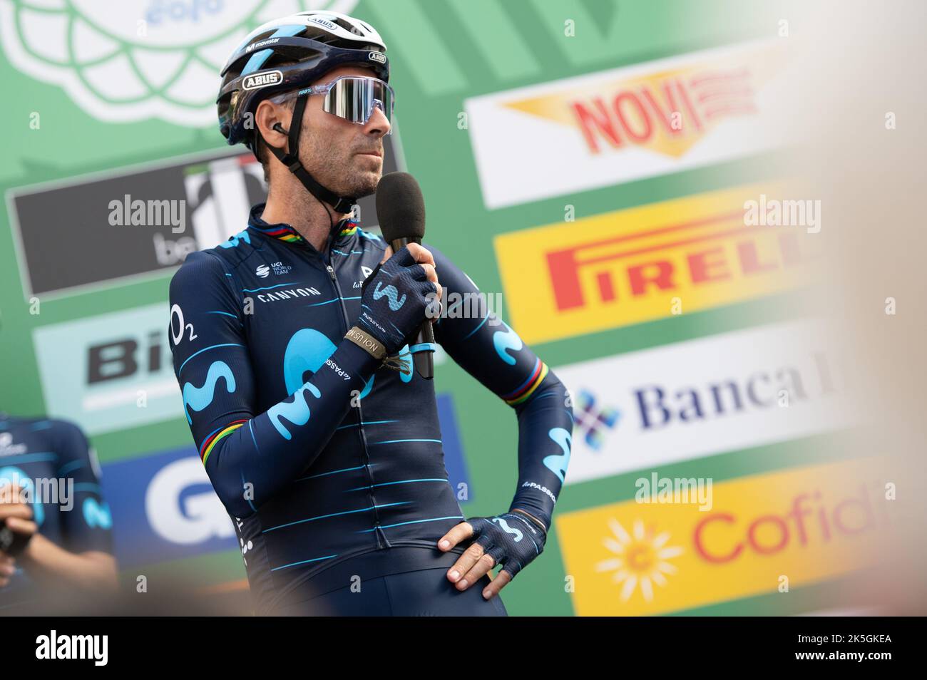 Bergamo, Italia. 08th Ott 2022. Alejandro Valverde, team Movistar durante il giro di Lombardia, Street Cycling a Bergamo, Italia, Ottobre 08 2022 Credit: Agenzia indipendente per le foto/Alamy Live News Foto Stock