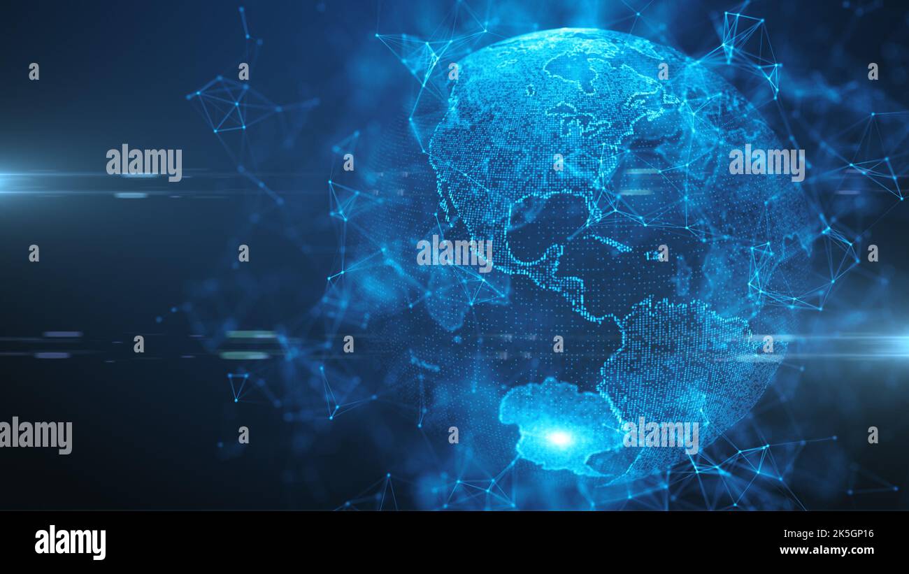 Rete globale di sicurezza informatica, illustrazione Foto Stock