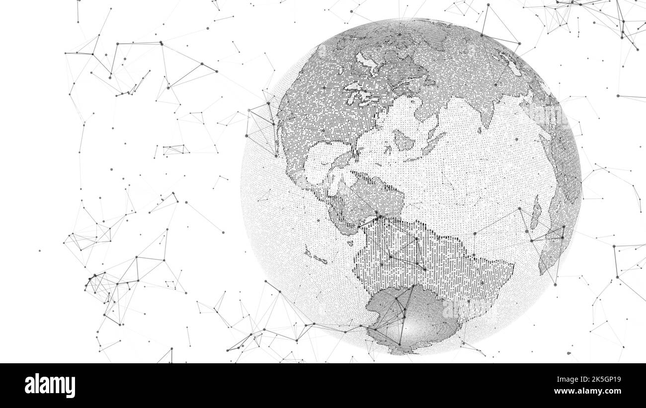 Global Cloud Computing INTERNET DELLE COSE connettività della rete di dati mobili tecnologia informatica - 3D Illustrazione Render Foto Stock