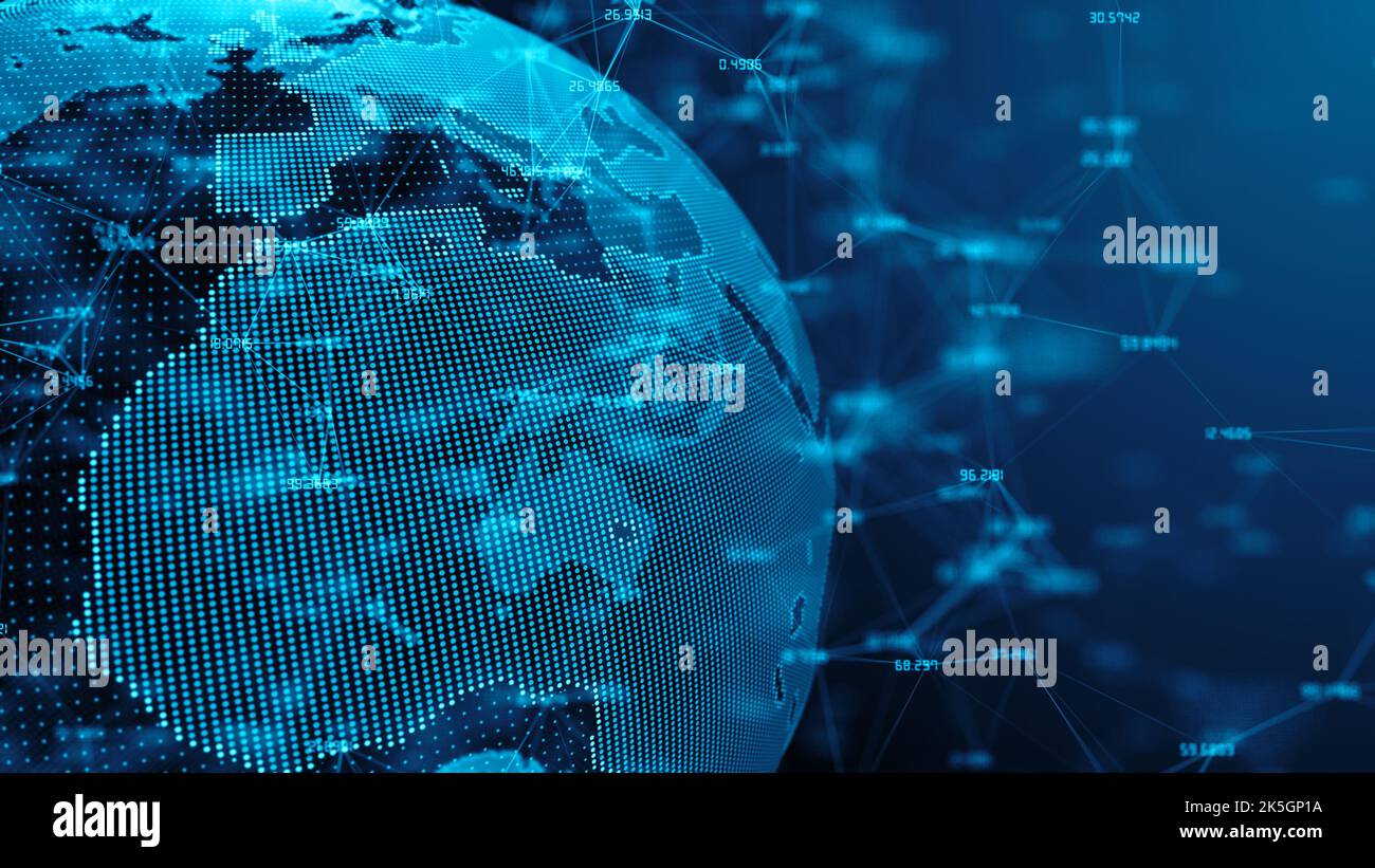 Rete globale di sicurezza informatica, illustrazione Foto Stock