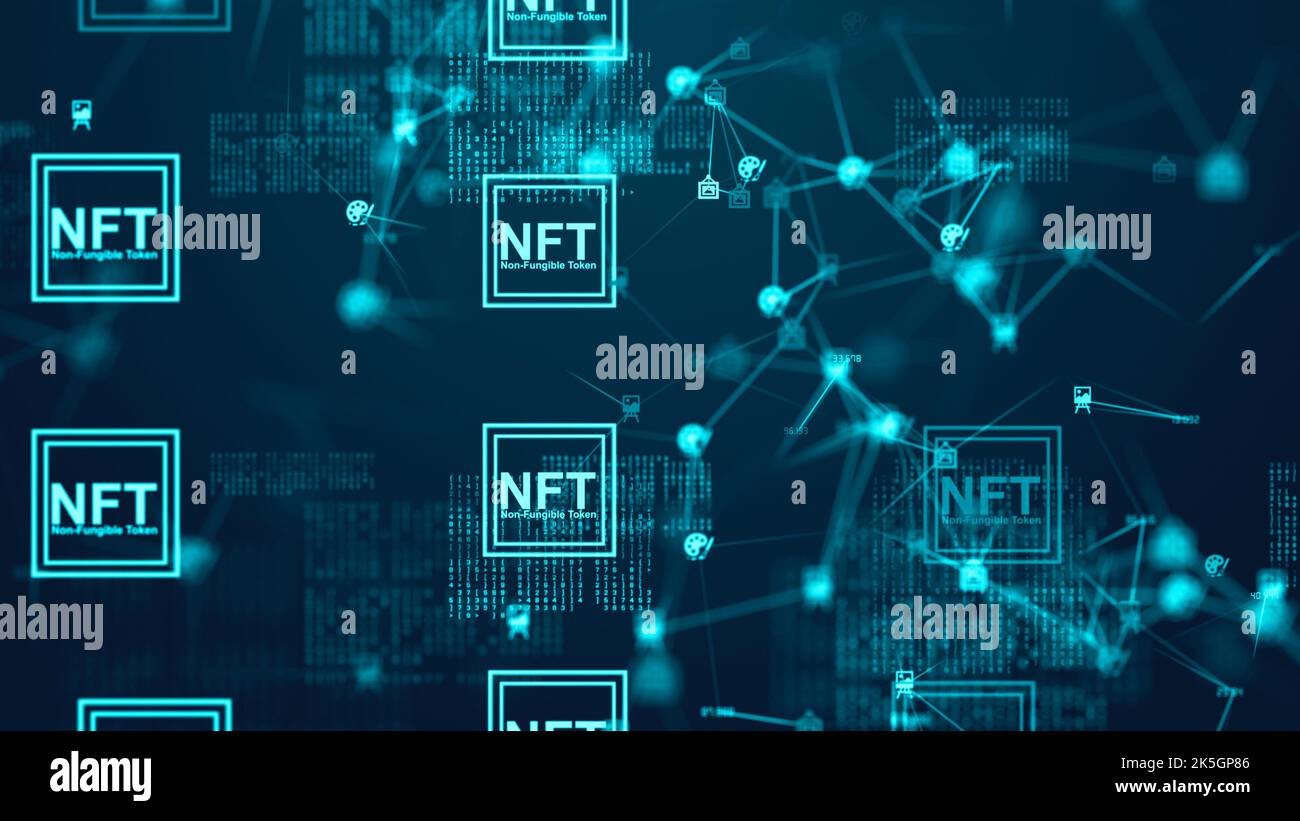 Token non-fungibile (NFT), illustrazione. Foto Stock