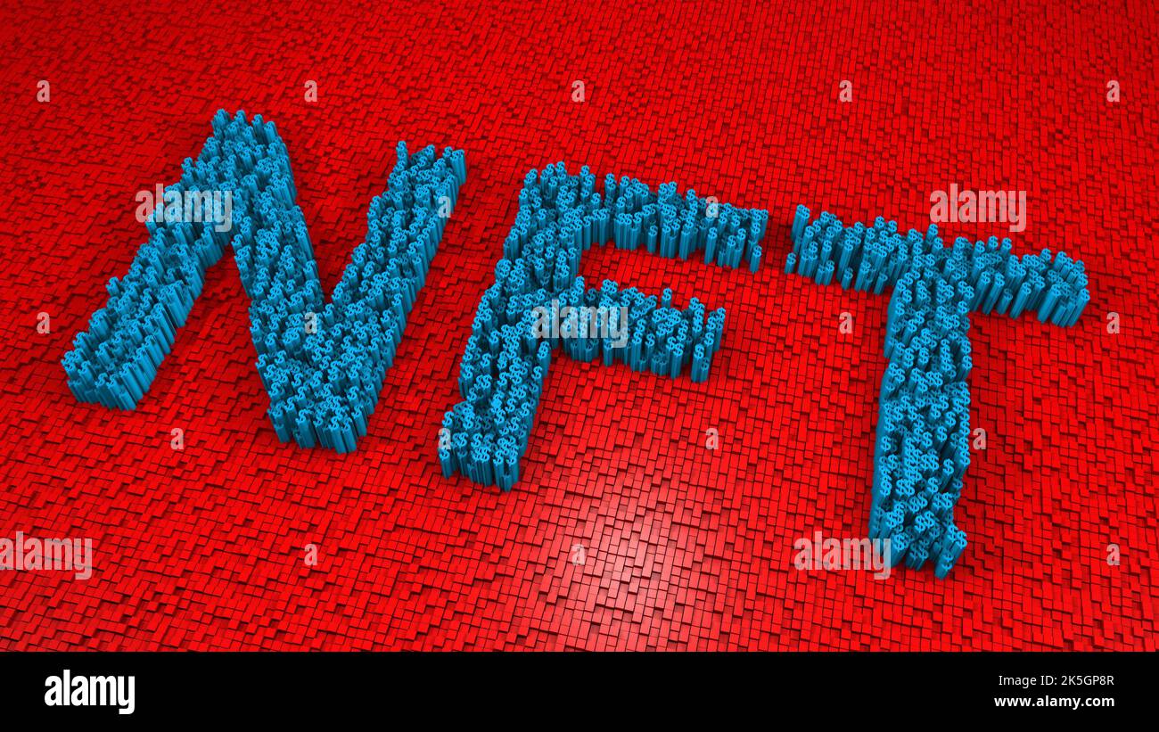 Token non-fungibile (NFT), illustrazione. Foto Stock