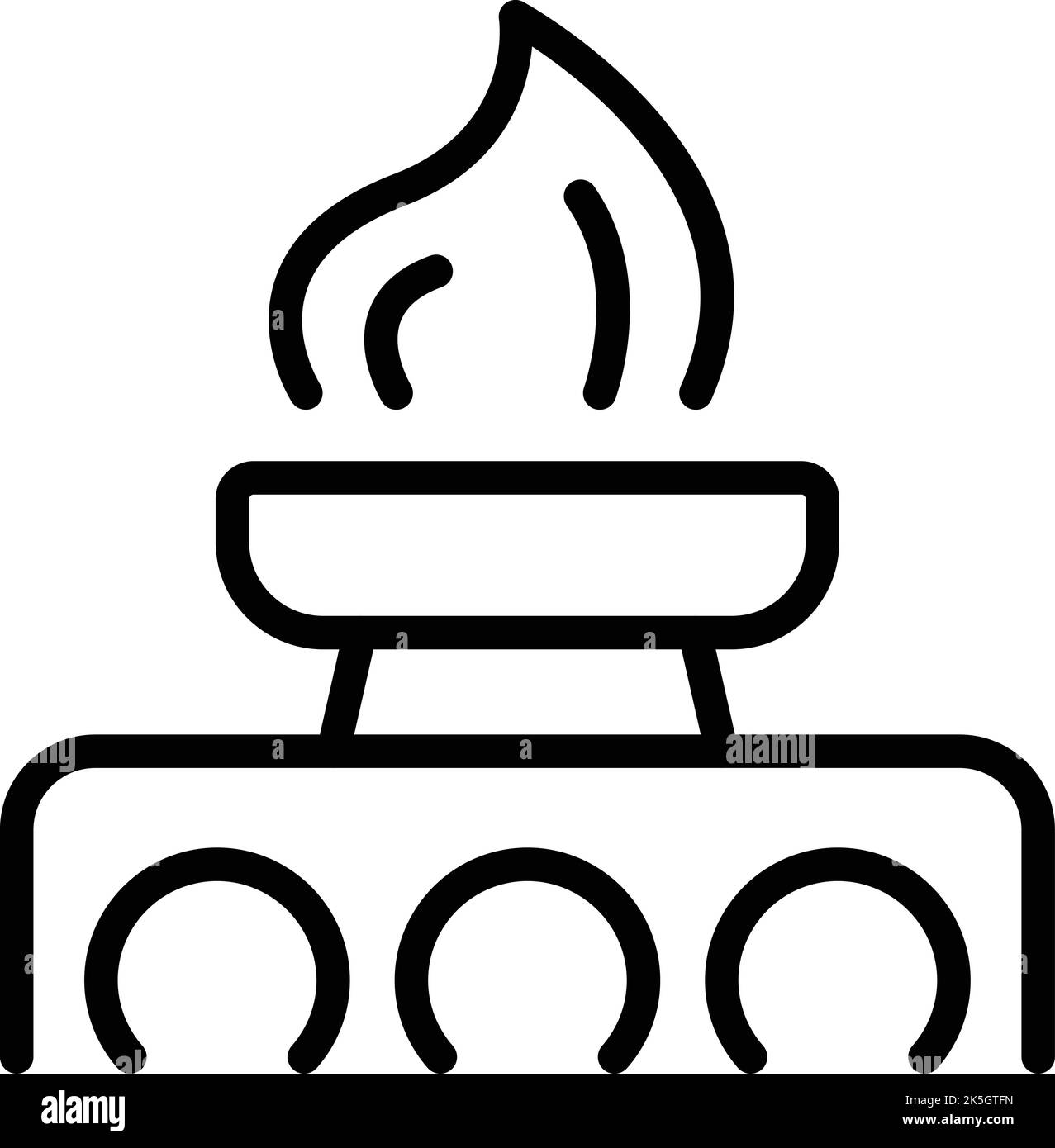 Fuoco oro miniera icona vettore contorno. Carbone dorato. Tesoro Illustrazione Vettoriale