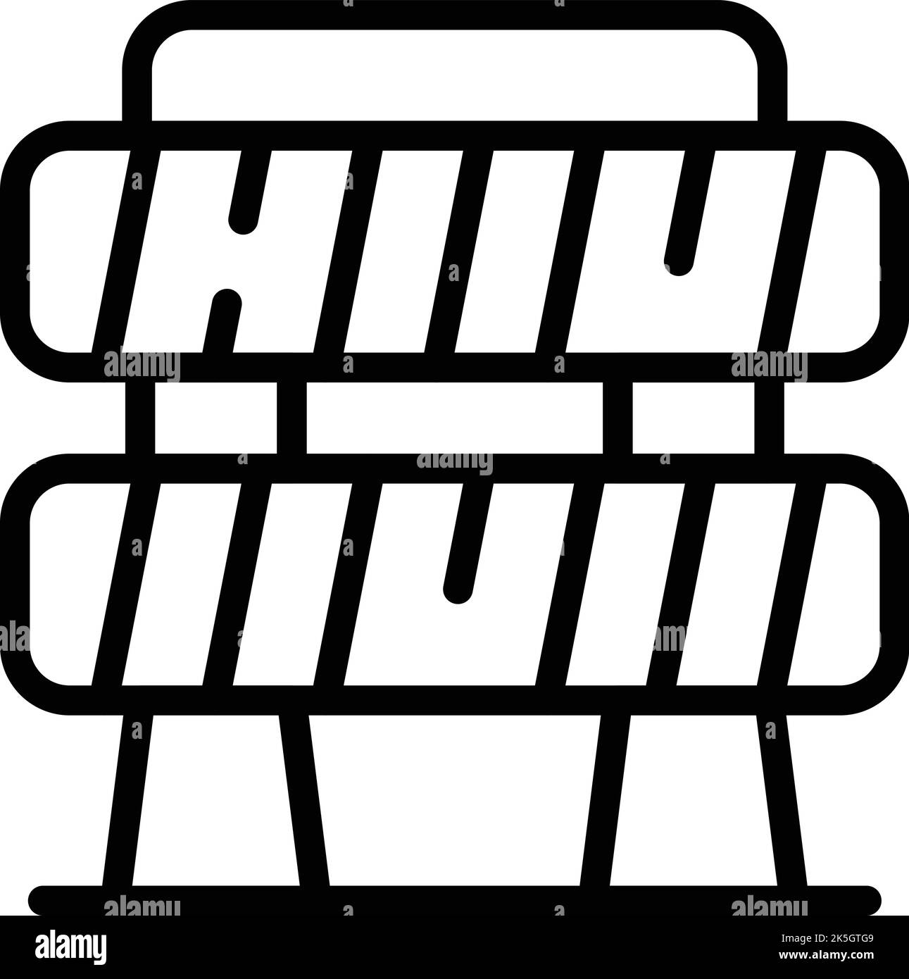 Vettore contorno icona barriera miniera d'oro. Cart miner. DIG diamante Illustrazione Vettoriale