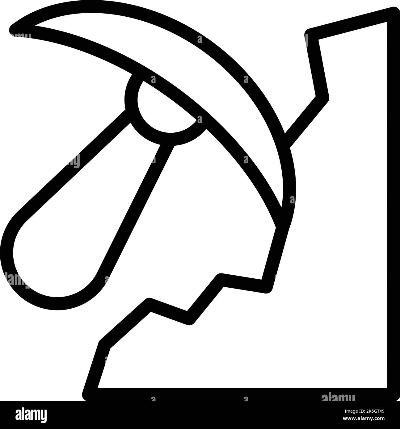 Icona pickaxe pietra vettore contorno. Miniera d'oro. Cart miner Illustrazione Vettoriale