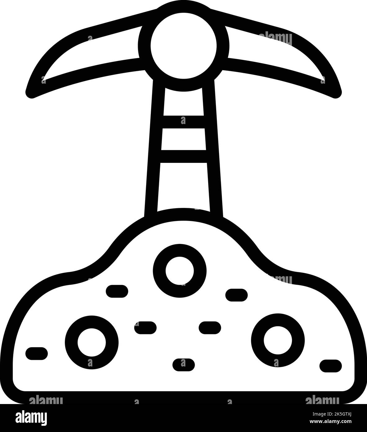 Icona pickaxe DIG vettore contorno. Miniera d'oro. Equipaggiamento d'oro Illustrazione Vettoriale