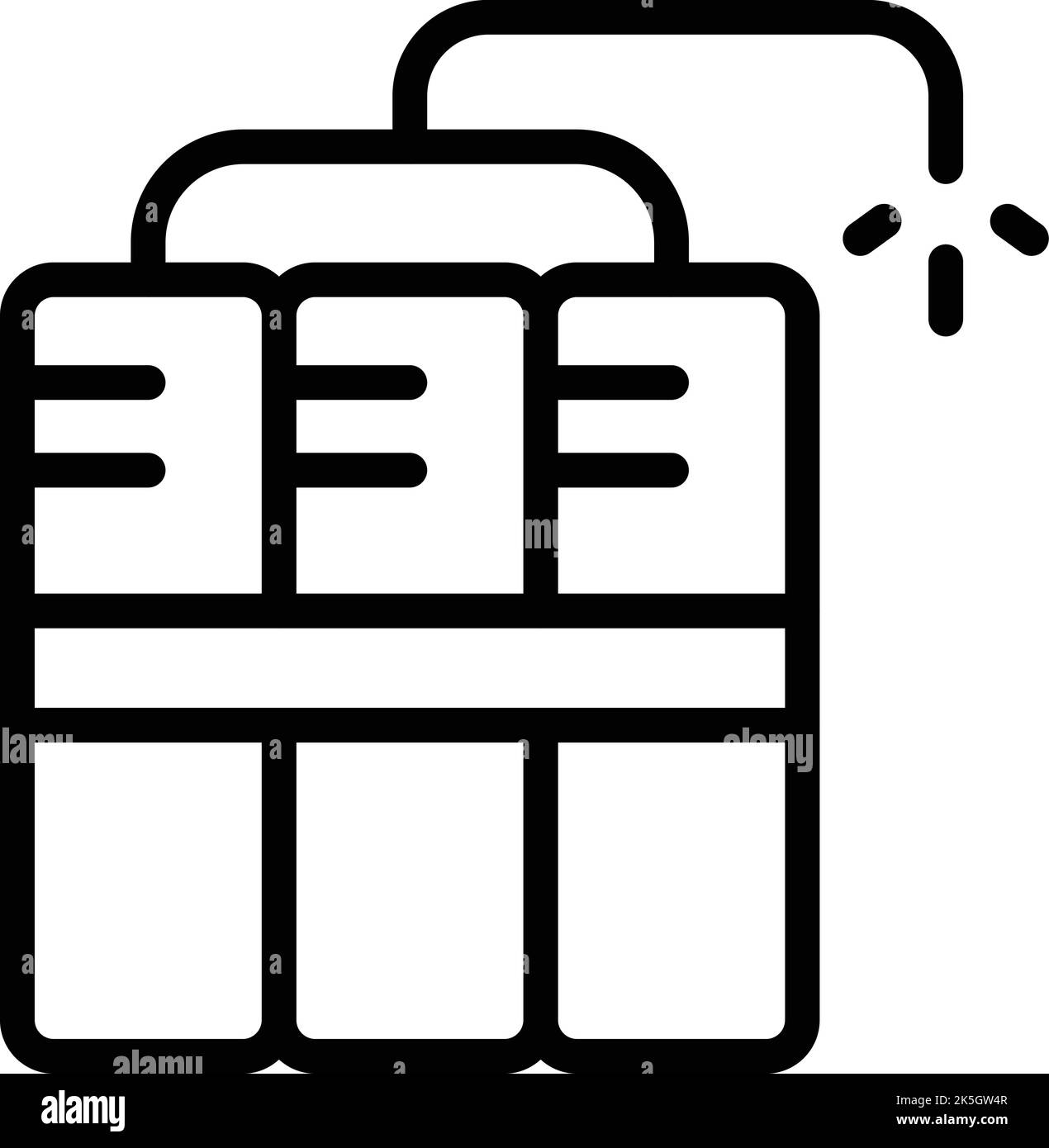 Vettore contorno icona dinamite. Miniera d'oro. Pietra di carbone Illustrazione Vettoriale