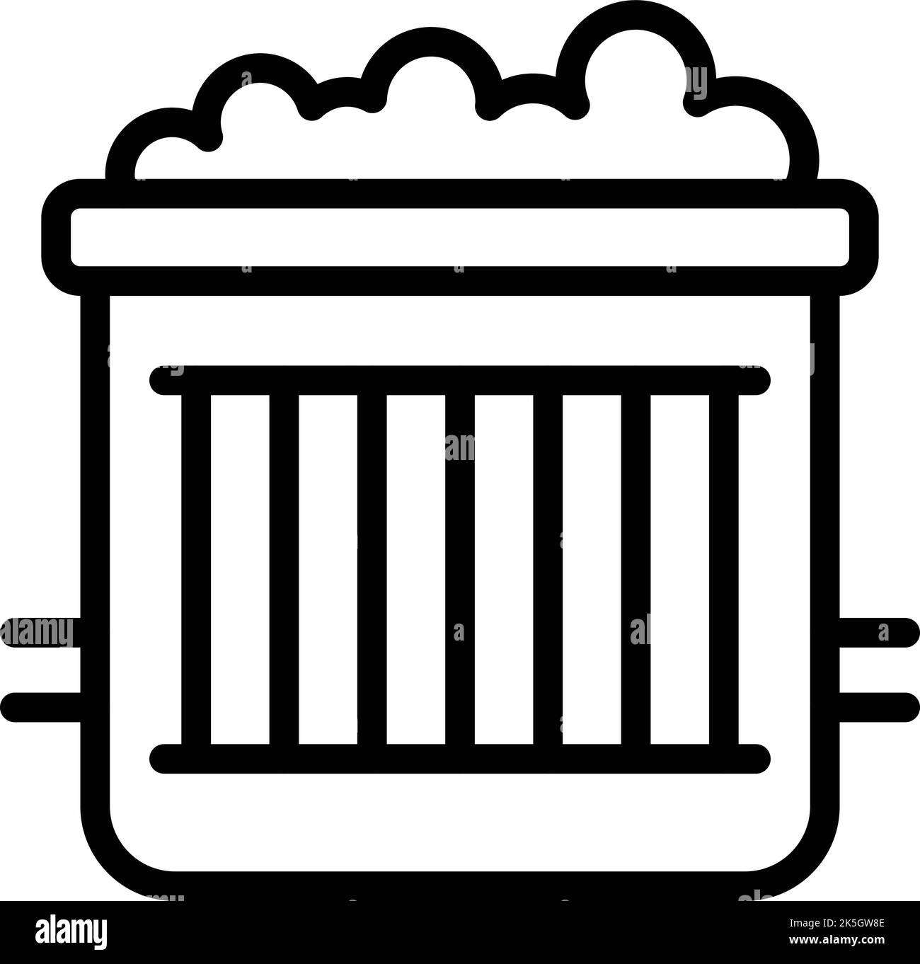 Icona del carro minerario vettore di contorno. Pietra di carbone. Minatore rock Illustrazione Vettoriale
