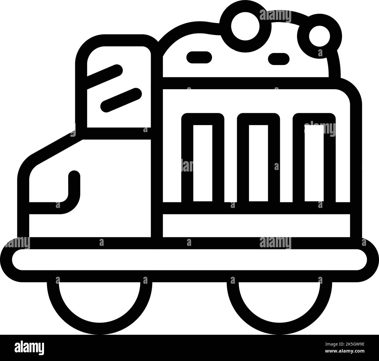 Vettore di contorno icona veicolo minatore. Pietra d'oro. Gemma di diamante Illustrazione Vettoriale