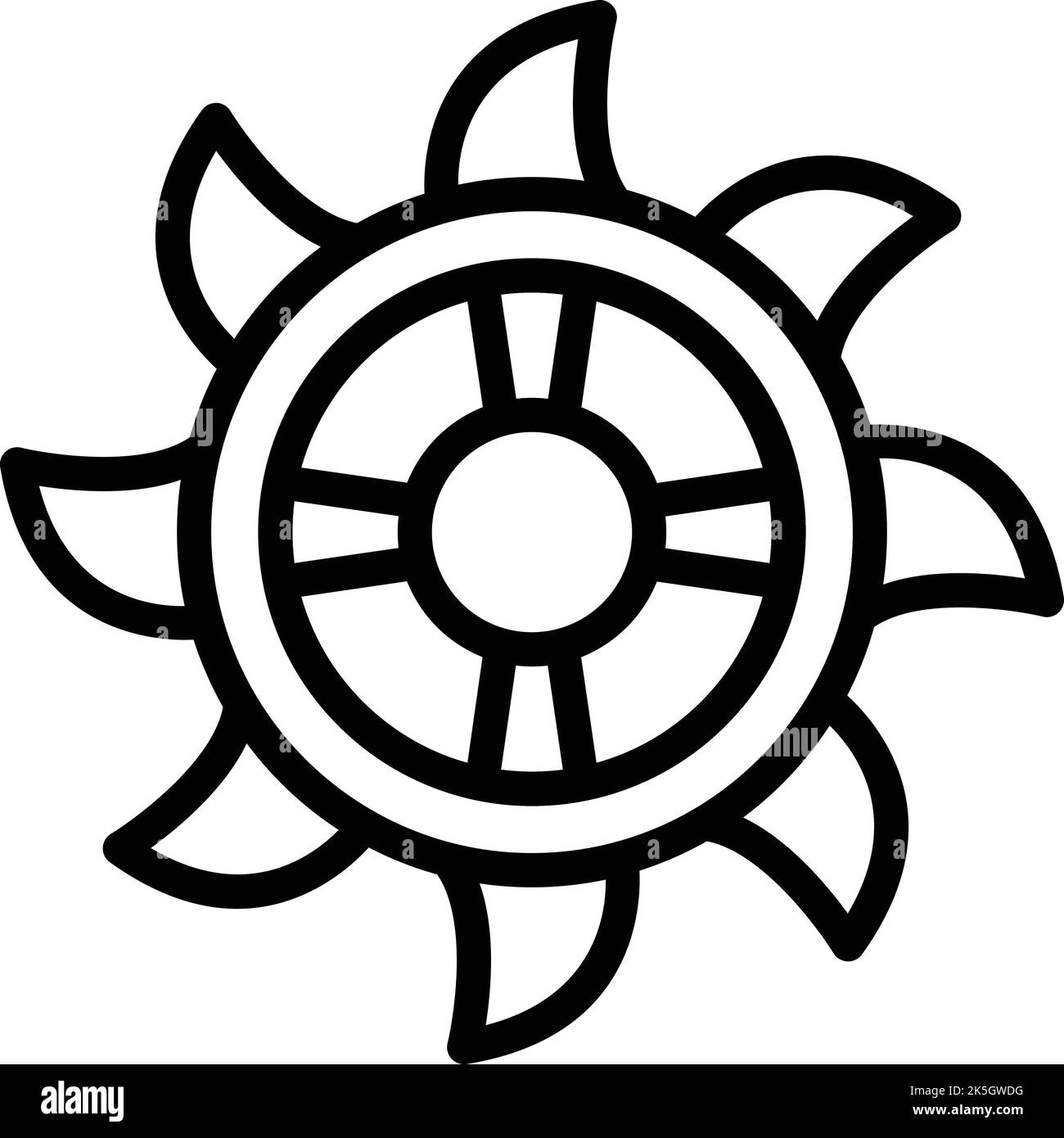 Icona della ruota minatrice vettoriale. Miniera d'oro. Roccia di carbone Illustrazione Vettoriale