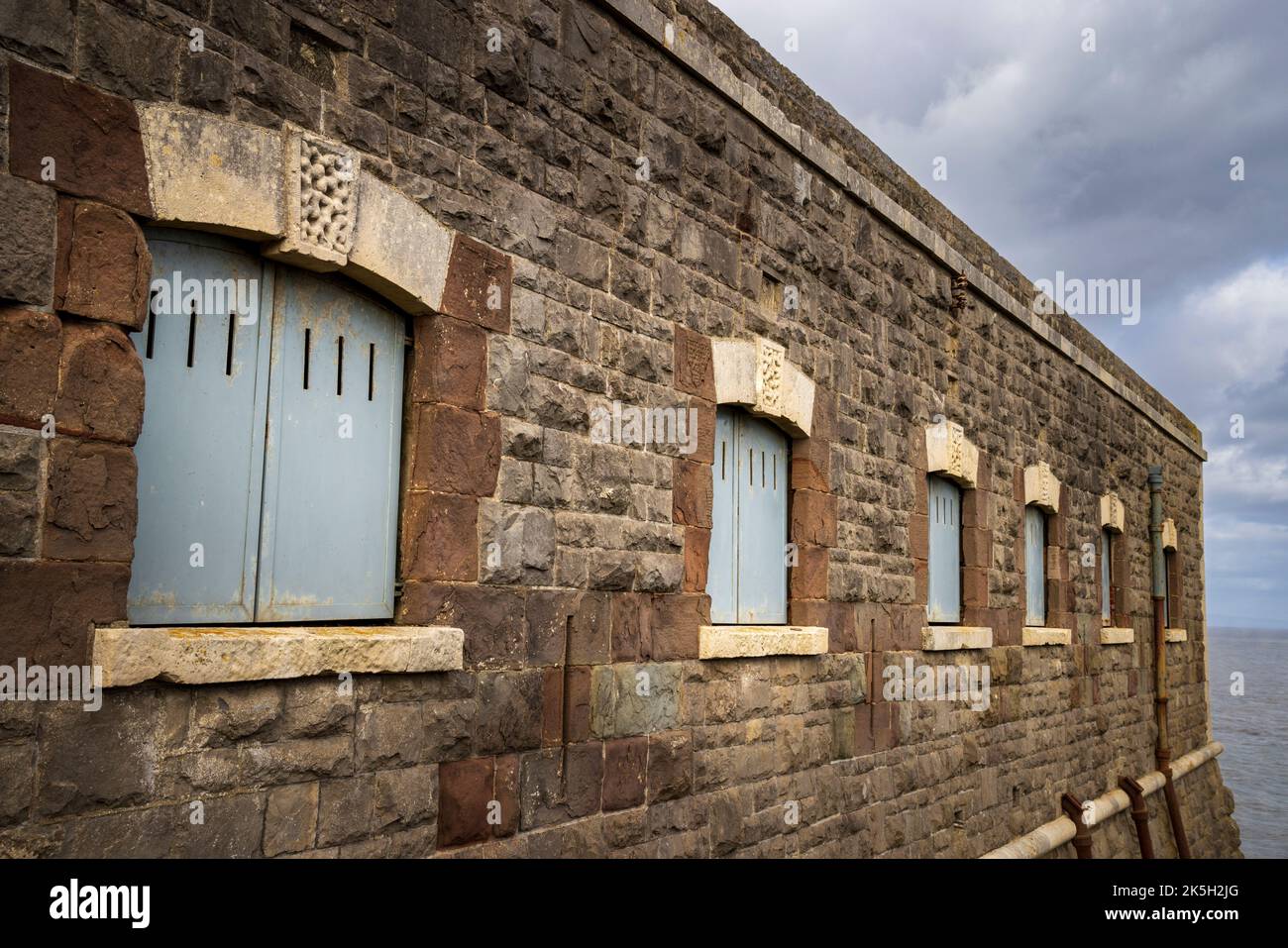 Gli Officers Quarters a Brean Down Fort, North Somerset, Inghilterra Foto Stock