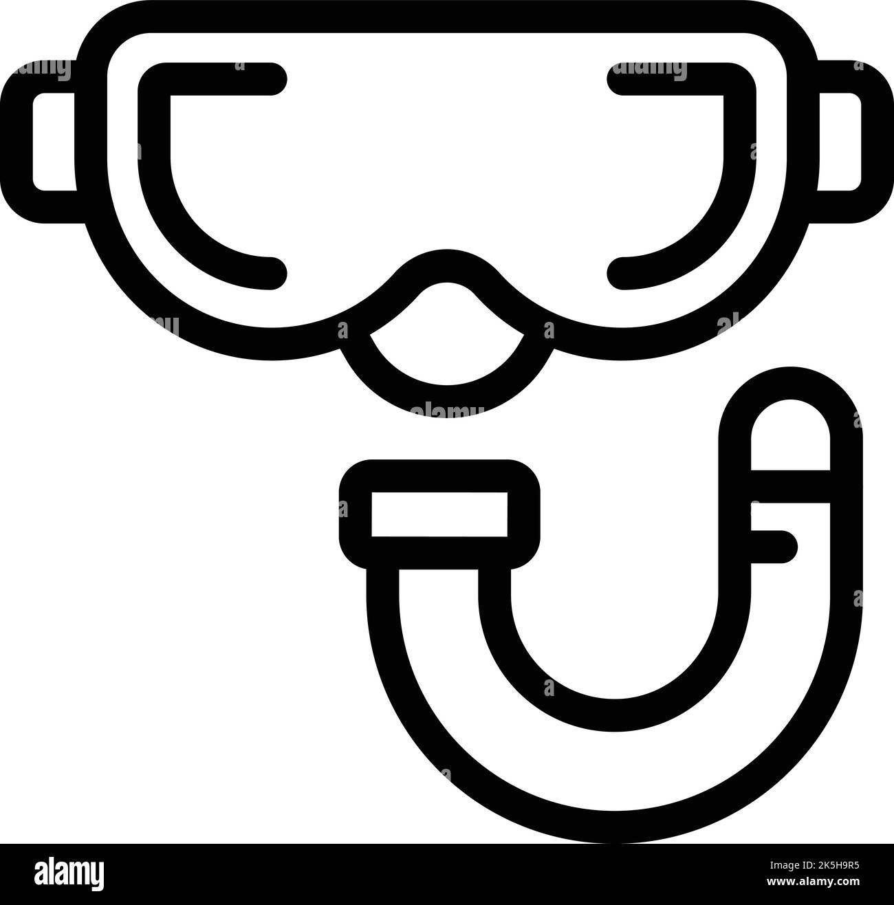 Maschera subacquea icona vettore contorno. Punto di riferimento del mare. Mondo balcanico Illustrazione Vettoriale