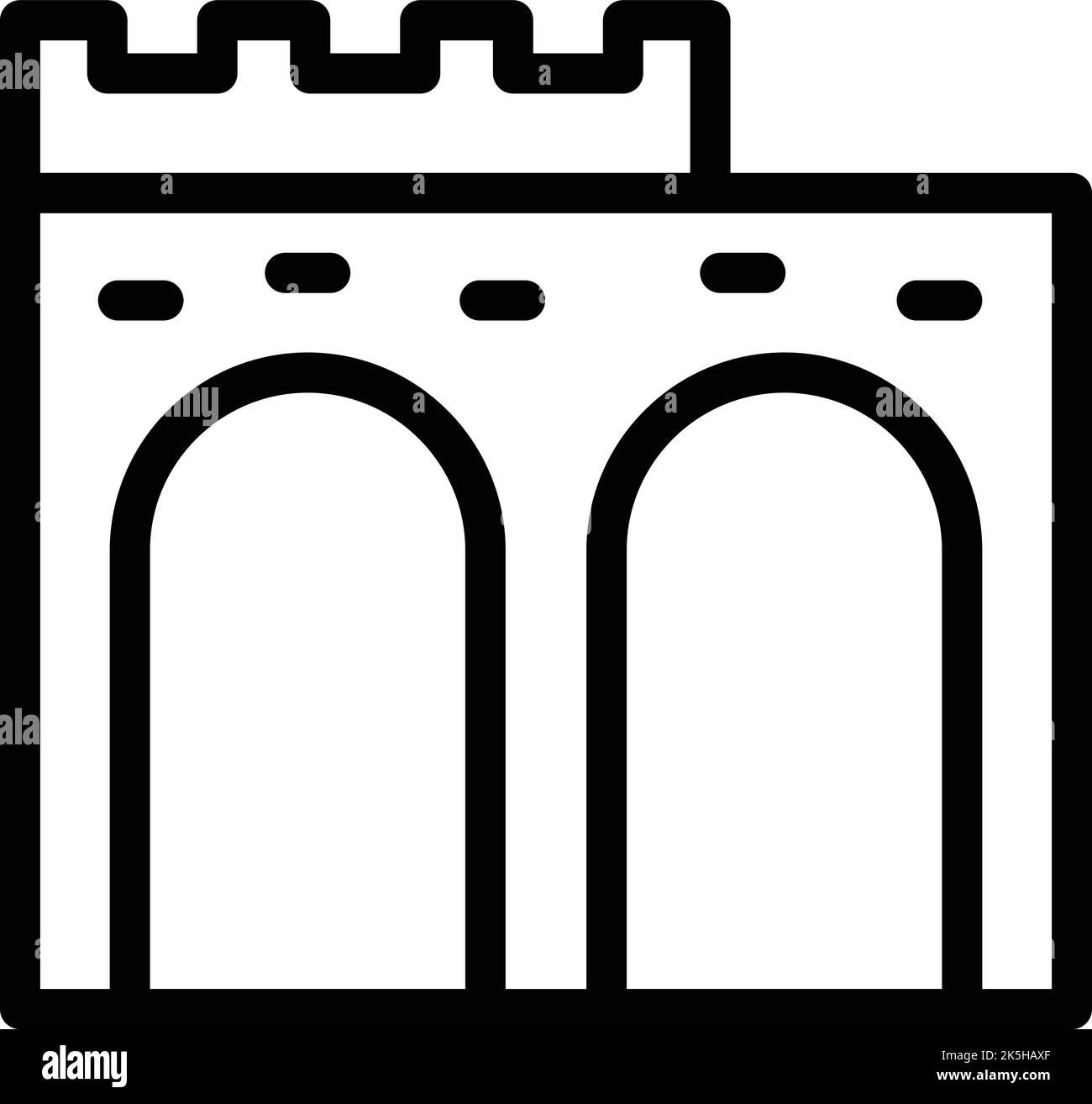 Antica fortezza icona contorno vettore. Mare di riferimento. Divisione di corsa Illustrazione Vettoriale