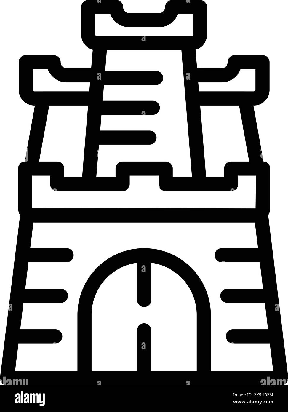 Zagabria icona fortezza vettore di contorno. Mappa della Croazia. Skyline della città Illustrazione Vettoriale