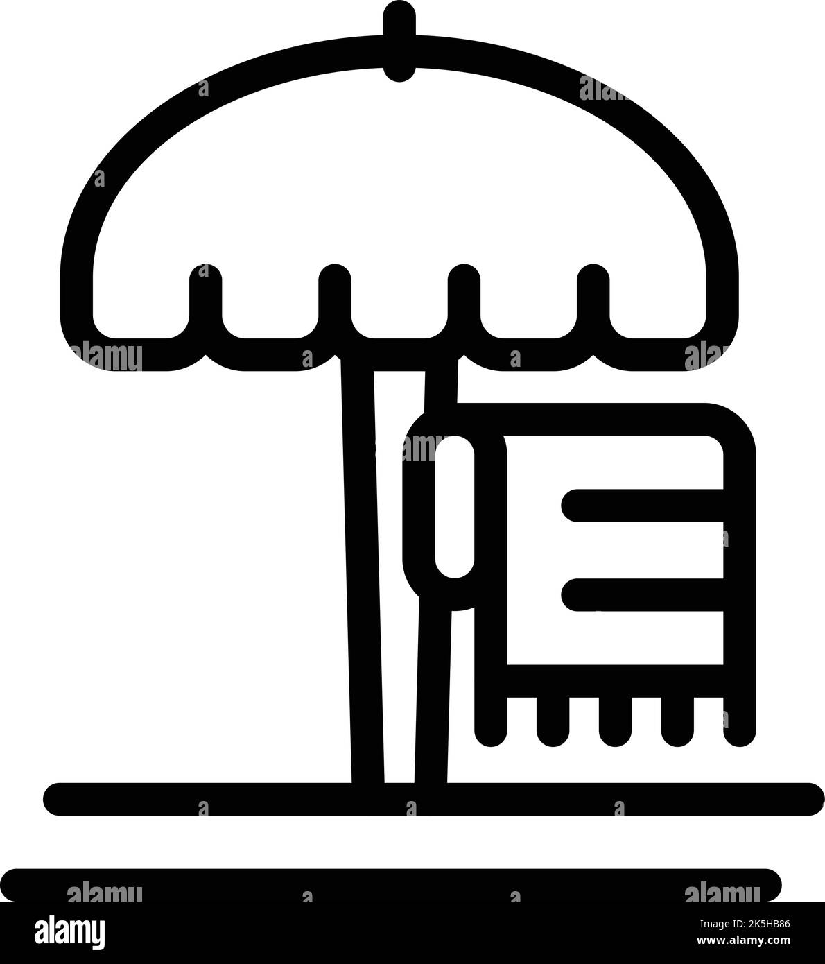 Icona ombrello da spiaggia vettore di contorno. Città del mare. Mappa zagreb Illustrazione Vettoriale