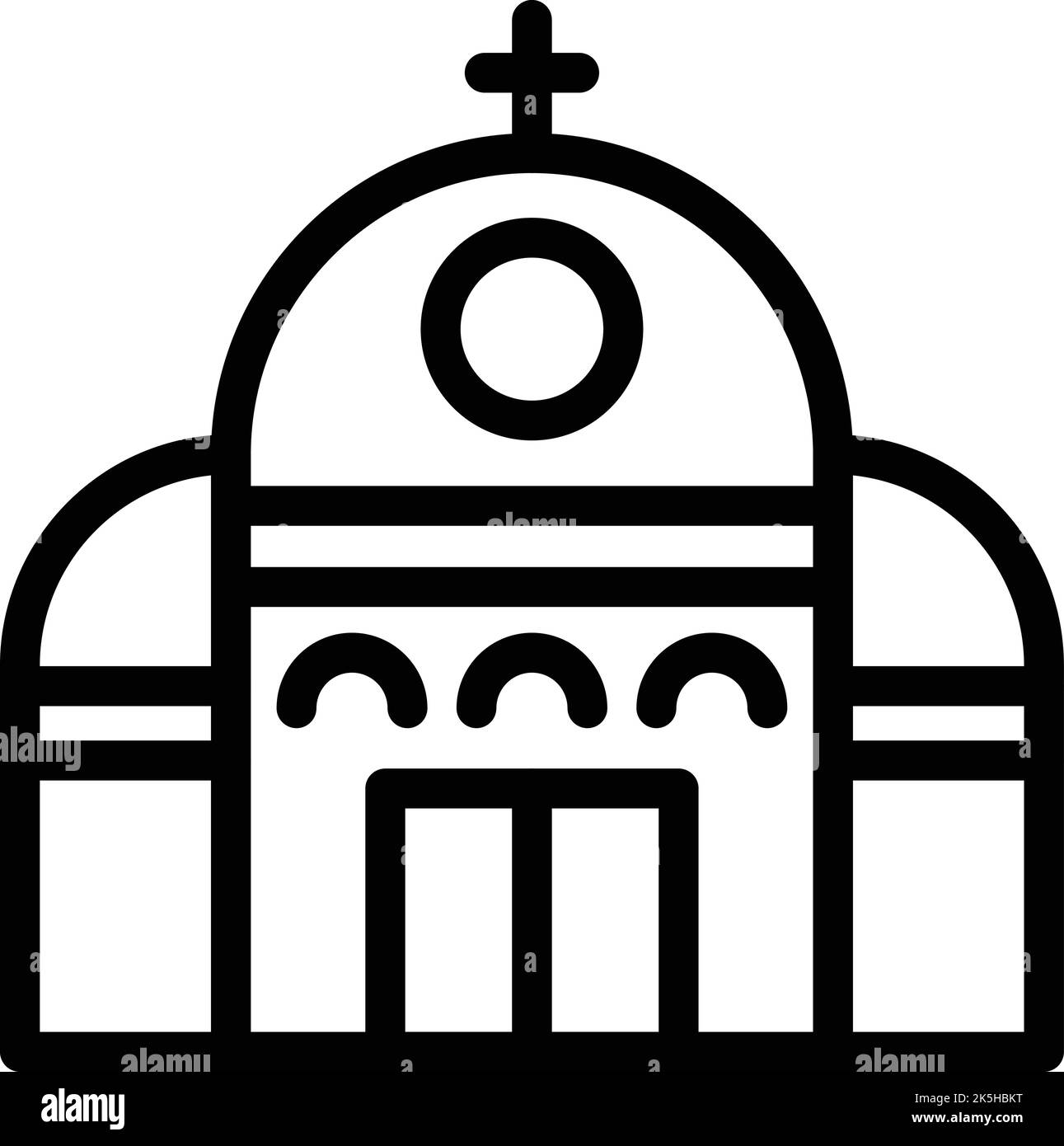 Icona della Chiesa vettore di contorno. Punto di riferimento del mare. Zagabria edificio Illustrazione Vettoriale