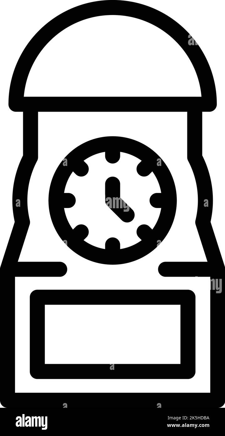 Icona dell'orologio della città vettore di contorno. Mappa di Zagabria. Turismo balcanico Illustrazione Vettoriale