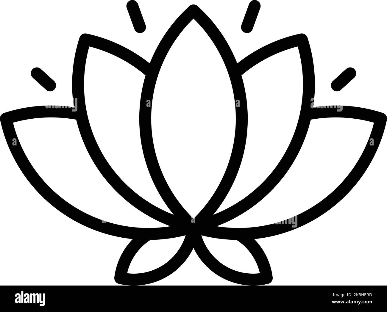 Vettore contorno icona fiore di loto. Cultura indiana. Viaggia in cielo Illustrazione Vettoriale