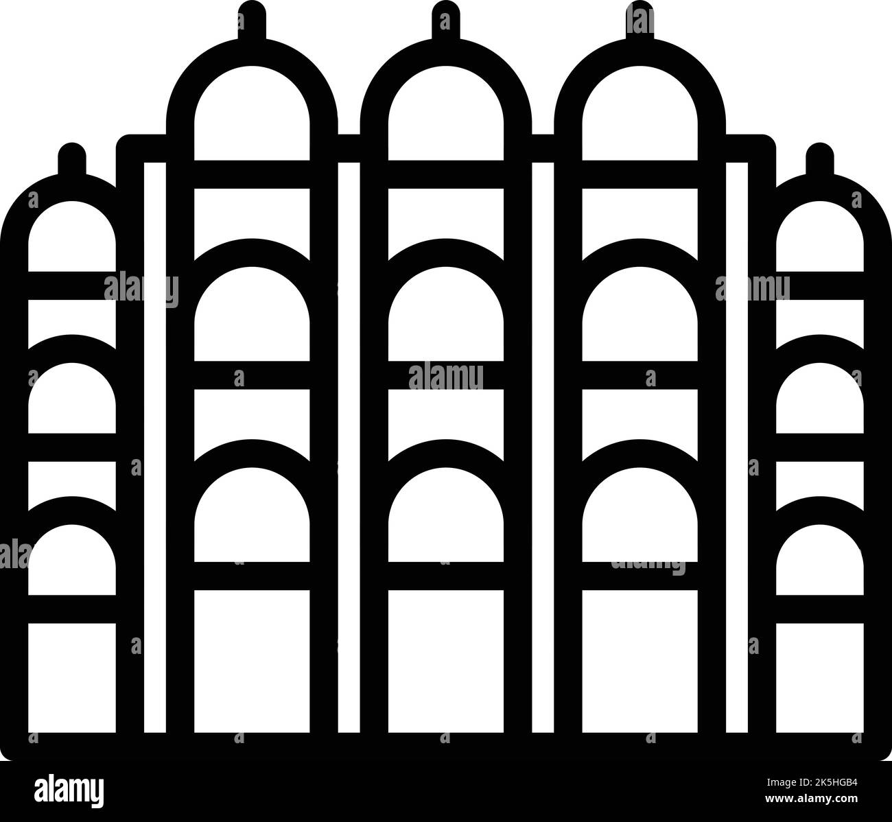 Icona di costruzione della città vettore di contorno. Viaggio in India. Città di Durga Illustrazione Vettoriale