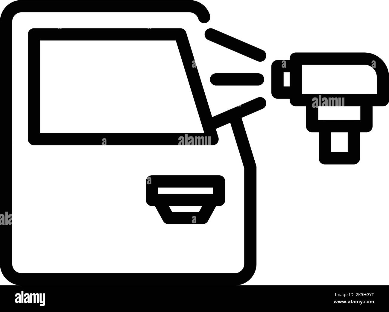 Vettore di contorno icona irroratrice per auto. Finestra pulita. Mano automatica Illustrazione Vettoriale