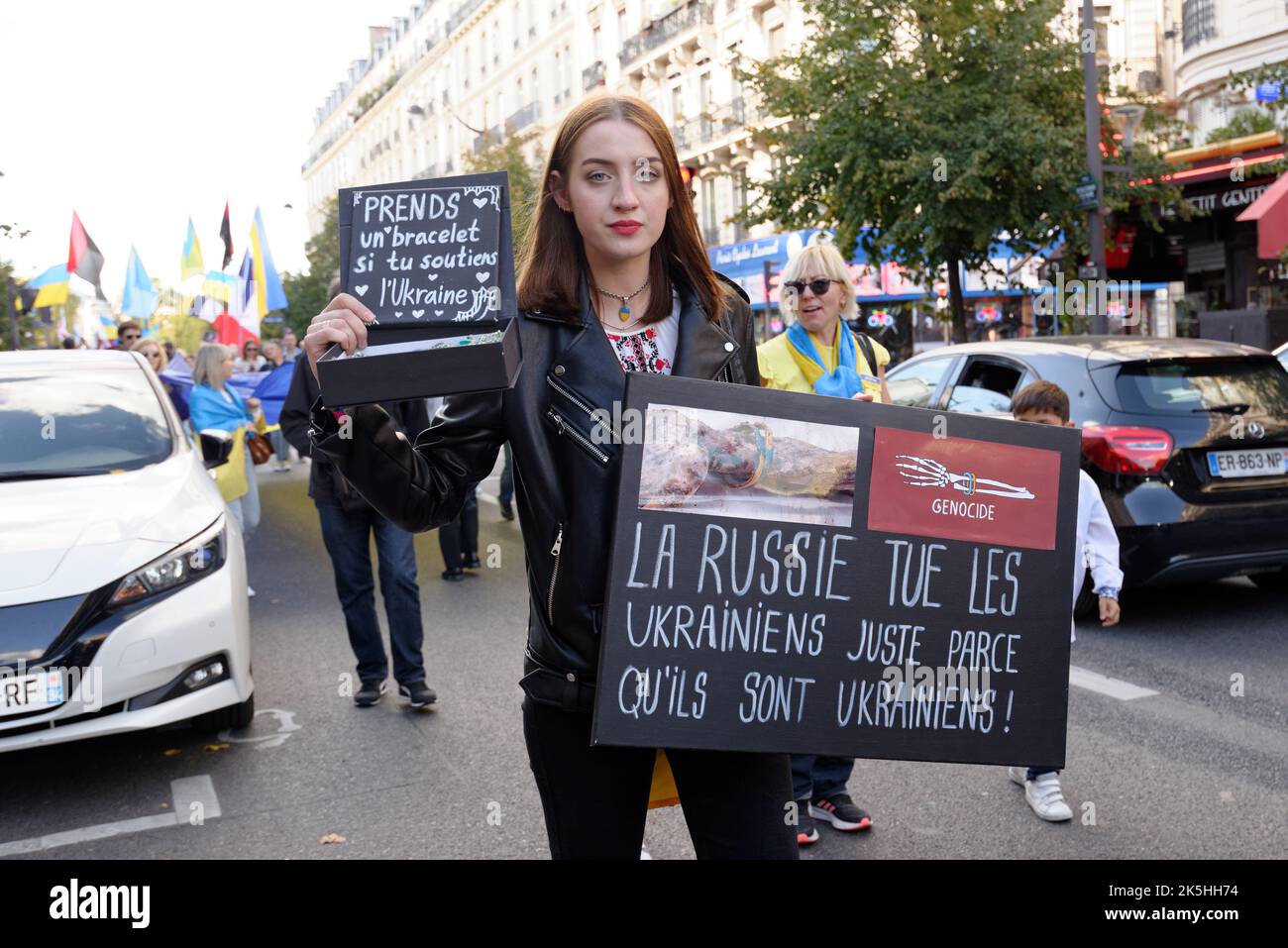 La mobilitazione a sostegno del popolo ucraino, non mobilita tanto a Parigi, nonostante la buona volontà dell'organizzatore JP Pasternak Foto Stock