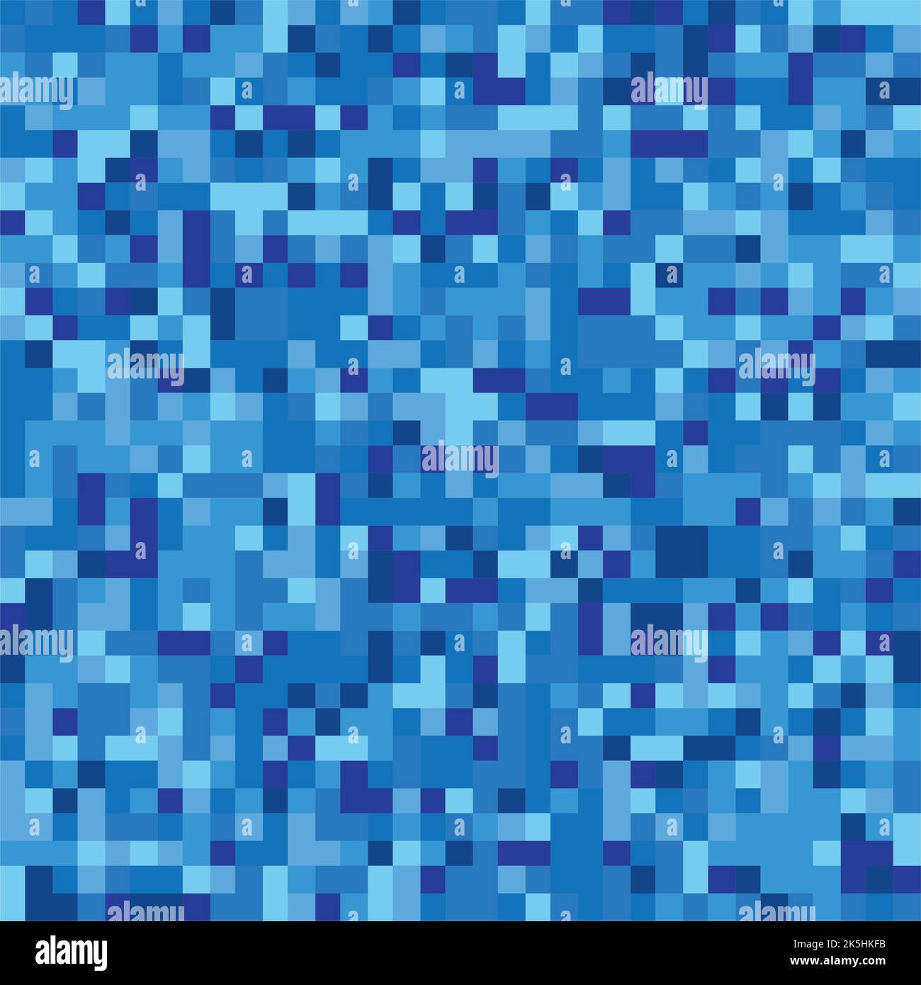Motivo mosaico pixel senza cuciture. Texture ripetuta con punti quadrati di colore blu. Sfondo vettoriale geometrico. Illustrazione Vettoriale