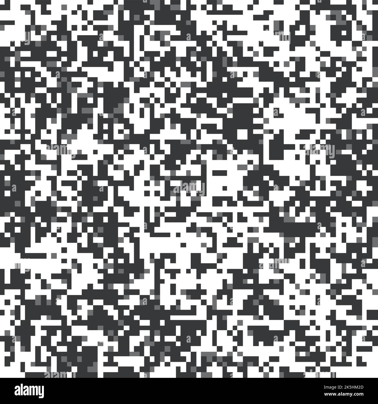 Mosaico pixel motivo senza cuciture in toni monocromatici. Texture ripetuta con punti quadrati di colore bianco e nero. Sfondo vettoriale geometrico. Illustrazione Vettoriale