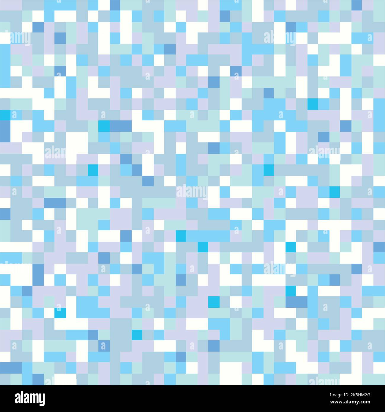 Motivo mosaico pixel senza cuciture. Texture ripetuta con punti quadrati di colore blu. Sfondo vettoriale geometrico. Illustrazione Vettoriale