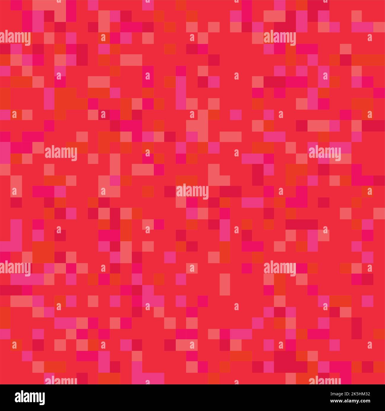Mosaico pixel motivo senza cuciture in tonalità rosse. Texture ripetuta con punti quadrati colorati. Sfondo vettoriale geometrico stile gioco a 8 bit retro. Ve Illustrazione Vettoriale